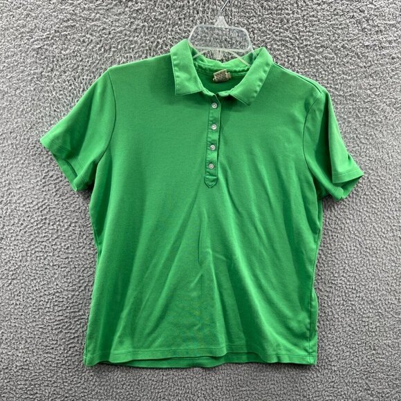 LL Bean Men Polo Shirt Large Green‎ 100% Supima Cotton Pullover Short Sleeve - Picture 1 of 8